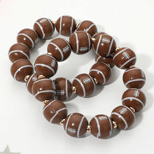 Load image into Gallery viewer, Football Printed Beaded Stretch Bracelet
