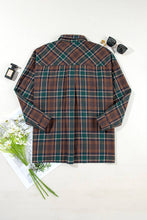 Load image into Gallery viewer, Plaid Chest Pockets Buttoned Shirt Jacket: Brown / S