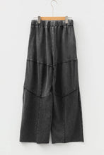 Load image into Gallery viewer, Mineral Wash Patchwork Wide Leg Drawstring Pants: Vineyard Green / L