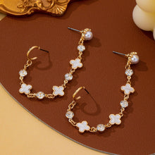 Load image into Gallery viewer, Mother of Pearl Clover Double Piercing Earrings