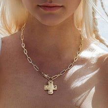 Load image into Gallery viewer, NOTABLE HAMMERED CROSS FRONT TOGGLE NECKLACE