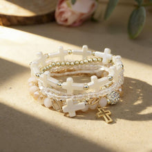 Load image into Gallery viewer, Cross Charm Mixed Beaded Bracelet Set