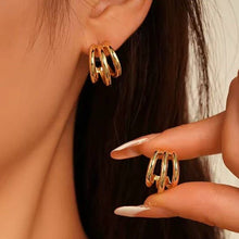 Load image into Gallery viewer, 18K STAINLESS STEEL WATERPROOF TARNISH FREE HOOPS