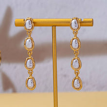 Load image into Gallery viewer, Organic Baroque Pearl Linear Drop Earrings | 80E62691