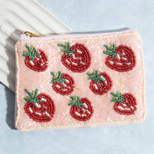 Load image into Gallery viewer, Strawberry Themed Seed Beaded Coin Purse