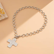 Load image into Gallery viewer, NOTABLE HAMMERED CROSS FRONT TOGGLE NECKLACE