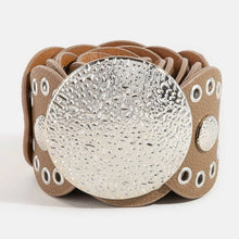 Load image into Gallery viewer, Hammered Disc Accent Faux Leather Panel Link Belt