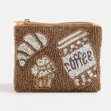 Load image into Gallery viewer, Coffee And Pastries Seed Beaded Coin Purse