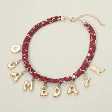 Load image into Gallery viewer, Western GAME DAY Charm Fabric Braided Statement Necklace
