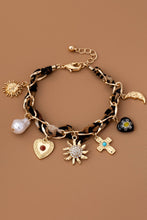 Load image into Gallery viewer, CHARM SCARF BRACELET-CROSS HERT SUNBLAST PEARL