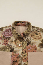 Load image into Gallery viewer, Floral Waffle Knit Patchwork Chest Pocket Buttoned Jacket: Khaki / S