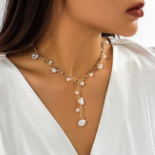 Load image into Gallery viewer, BOHO Y PEARL STATION NECKLACE