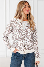 Load image into Gallery viewer, Leopard Drop Shoulder Chunky Cardigan Sweater
