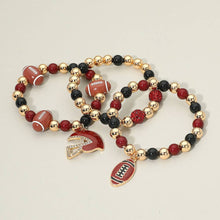 Load image into Gallery viewer, 3PCS - Game Day Football Helmet Charm Beaded Stretch Multi Layered Bracelets