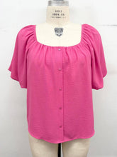 Load image into Gallery viewer, Plus Size Bubble Sleeve Button Front Blouse