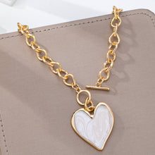 Load image into Gallery viewer, White Inlay Heart Toggle Necklace