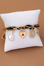 Load image into Gallery viewer, CHARM SCARF BRACELET-CROSS HERT SUNBLAST PEARL