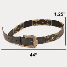 Load image into Gallery viewer, Western Floral Etched Buckle Vegan Leather Belt