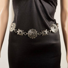 Load image into Gallery viewer, Western Turquoise Stud Floral Concho Chain Belt