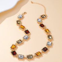 Load image into Gallery viewer, Emerald-Cut Earth Tone Crystal Collar Necklace