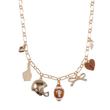 Load image into Gallery viewer, Football Bow Heart Pearl Charm Necklace