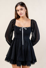 Load image into Gallery viewer, SWISS DOT CHIFFON RUFFLED TIERED MINI DRESS