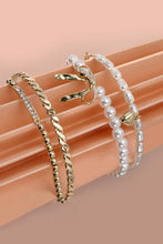 Load image into Gallery viewer, BOW PEARL RHINESTONE BAR STRETCH BANGLE SET | 80B137