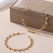 Load image into Gallery viewer, Crystal-Studded Gold Hoop Earrings