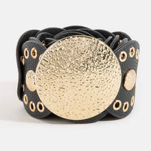 Load image into Gallery viewer, Hammered Disc Accent Faux Leather Panel Link Belt
