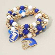 Load image into Gallery viewer, 3PCS - Game Day Football Helmet Charm Beaded Stretch Multi Layered Bracelets