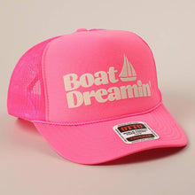 Load image into Gallery viewer, Boat Dreamin' Text Logo Printed Mesh Back Cap