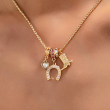 Load image into Gallery viewer, Western Rhinestone Horseshoe Charm Necklace
