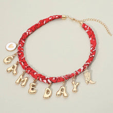 Load image into Gallery viewer, Western GAME DAY Charm Fabric Braided Statement Necklace