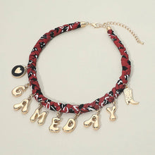 Load image into Gallery viewer, Western GAME DAY Charm Fabric Braided Statement Necklace