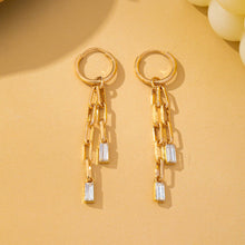 Load image into Gallery viewer, Paperclip Chain Glass Rhinestone Drop Earrings
