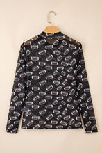 Load image into Gallery viewer, Game Day Football Mesh Sheer Long Sleeve Top: Black / XL