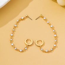 Load image into Gallery viewer, Crystal Stud Double Piercing Drop Earrings