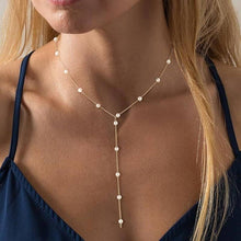 Load image into Gallery viewer, 18K STAINLESS STEEL TARNISH FREE PEARL Y NECKLACE