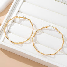 Load image into Gallery viewer, Oversized Hammered Gold Wavy Hoop Earrings