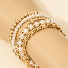 Load image into Gallery viewer, Pearl And Metallic Beaded Bracelet Set
