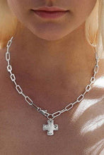 Load image into Gallery viewer, NOTABLE HAMMERED CROSS FRONT TOGGLE NECKLACE