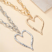 Load image into Gallery viewer, Statement Hammered Open Heart Necklace