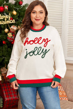 Load image into Gallery viewer, Plus Size Christmas Holly Jolly Colorblock Edge Sweater