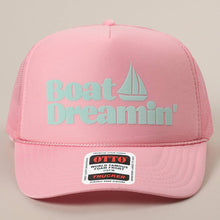 Load image into Gallery viewer, Boat Dreamin' Text Logo Printed Mesh Back Cap