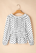 Load image into Gallery viewer, Polka Dot Bow Square Neck Puff Sleeve Top