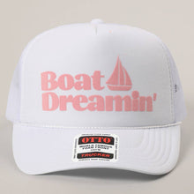 Load image into Gallery viewer, Boat Dreamin' Text Logo Printed Mesh Back Cap
