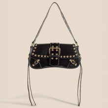 Load image into Gallery viewer, Glossy Leather Rivet Trim Shoulder Bag