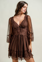 Load image into Gallery viewer, DOTTED MESH WITH EYELASH TRIMME SHORT DRESS