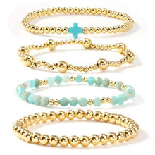 Load image into Gallery viewer, BOHO CROSS MULTI  COLORFUL BEADED STRETCH BRACELET