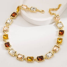 Load image into Gallery viewer, Emerald-Cut Earth Tone Crystal Collar Necklace